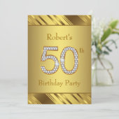 男性の純金50歳の誕生日パーティー 招待状 (スタンド正面)