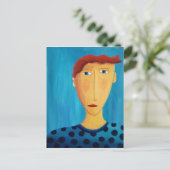 男性の肖像 現代アート絵画 ポストカード (スタンド正面)