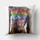 男性の胴体の虹旗 クッション (裏面)