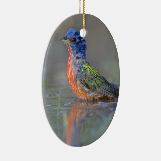 男性の色彩の鮮やかな旗布 セラミックオーナメント (右)