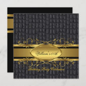 男性の茶色 黒 ゴールド 誕生日パーティー メンズ 招待状 (正面/裏面)