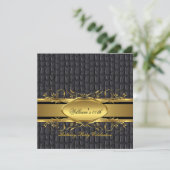 男性の茶色 黒 ゴールド 誕生日パーティー メンズ 招待状 (スタンド正面)