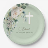 男性の葬儀クリスチャンの写真エレガントバラ ペーパープレート (正面)