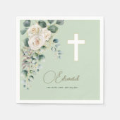 男性の葬儀クリスチャンエレガントバラ スタンダードカクテルナプキン (正面)