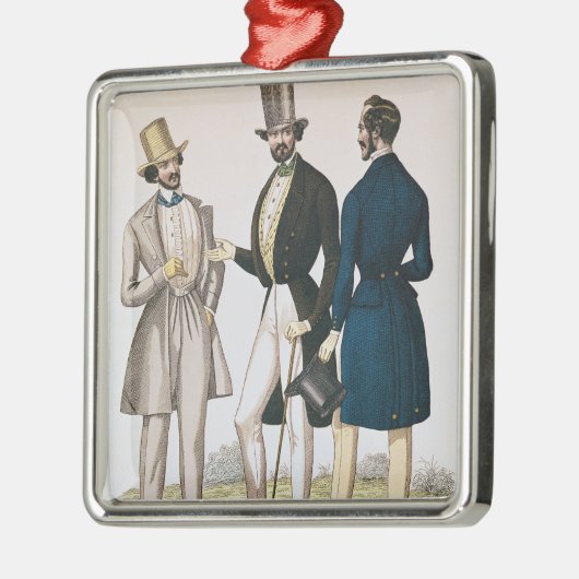 男性の衣類を描写するファッションプレート メタルオーナメント (左)