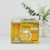 男性の誕生日パーティーの飲み物はビール 招待状 (スタンド正面)