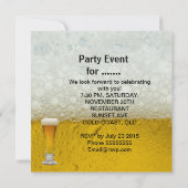 男性の誕生日パーティーの飲み物はビール 招待状 (裏面)