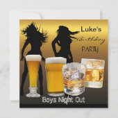 男性の誕生日パーティービール男子会 招待状 (正面)