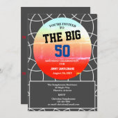 男性の誕生日パーティー幾何学的パターングレー 招待状 (正面/裏面)