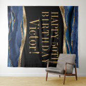 男性の誕生日パーティー背景 青金アゲート タペストリー (インサイチュ(横))