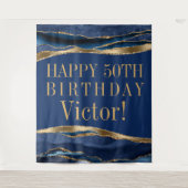 男性の誕生日パーティー背景 青金瑪瑙 タペストリー (正面)