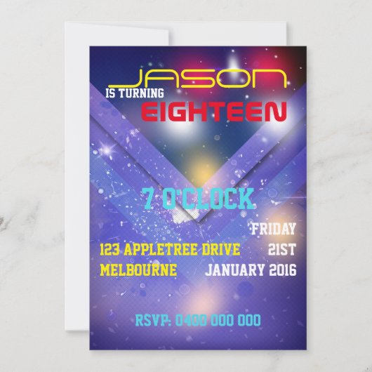 男性の誕生日 招待状 (正面)