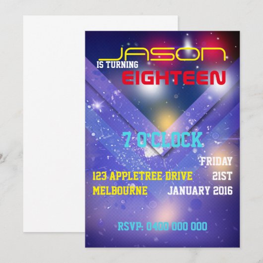 男性の誕生日 招待状 (正面/裏面)