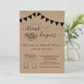 男性の赤ちゃんシャワーに翼とブリュウとおむつ 招待状 (スタンド正面)