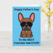 男性の赤茶色フランスののブルドッグ父のデイカード カード (黄色い花)