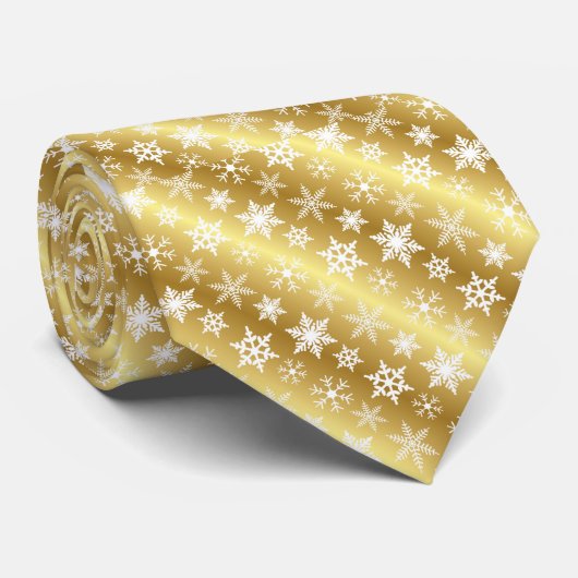 男性の金ゴールドスノーフレークのクリスマスタイクネックタイ ネクタイ (ロール)
