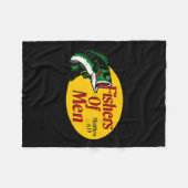 男性の釣り人マタイ4-19聖書クリスチャンの釣り フリースブランケット (正面(横))