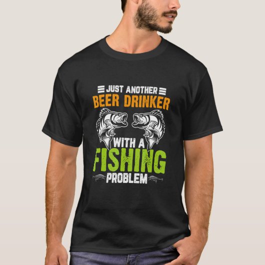 男性の釣り好きビール好きなだけ Tシャツ (正面)