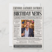 男性の面白い新聞写真 50歳の誕生日 招待状 (正面)