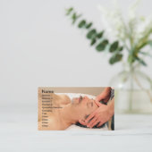 男性の顔をマッサージしている人 名刺 (スタンド正面)