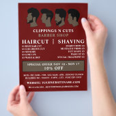 男性の髪型、理容師の広告 チラシ (手)