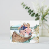 男性の魚釣りと彼女 ポストカード (スタンド正面)