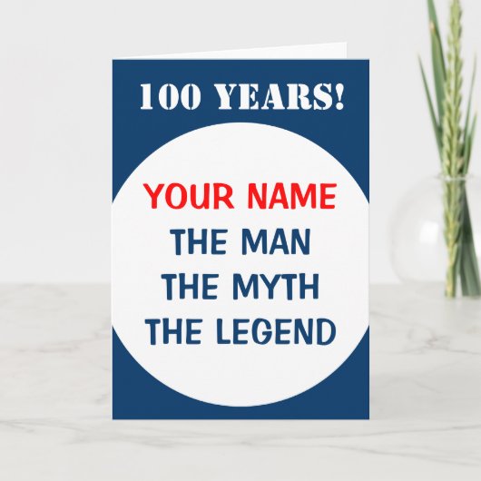 男性の100歳の誕生日カード | 伝説の男 カード (正面)