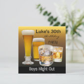 男性の30歳誕生日パーティー ドリンク ビール 男の子の夜 2 招待状 (スタンド正面)