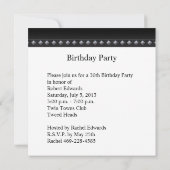 男性の30歳誕生日パーティー 黒 白 シルバー 招待状 (裏面)