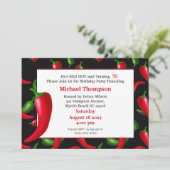 男性の30歳 赤いホットペッパー誕生日招待状 招待状 (スタンド正面)