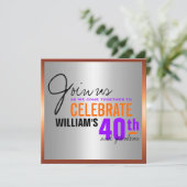 男性の40歳誕生日パーティーの招待状 招待状 (スタンド正面)