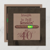 男性の40歳誕生日 cigar 招待状 (正面/裏面)