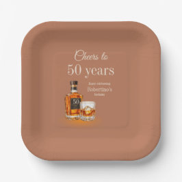 男性の50年への喝采 ウイスキーテーマの誕生日 ペーパープレート