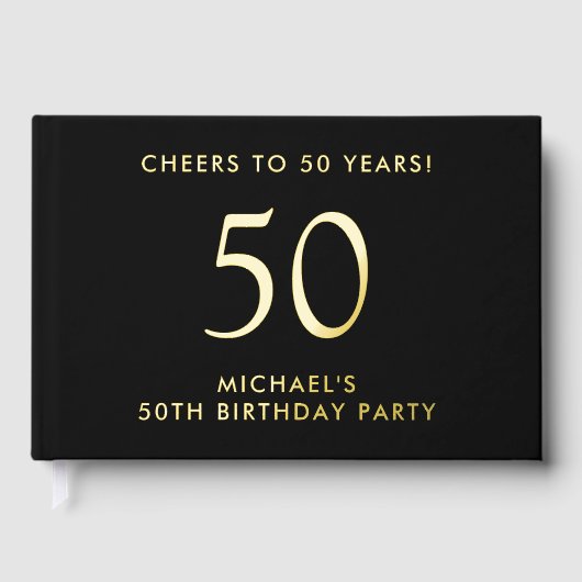 男性の50歳の誕生日パーティーにエレガンスを ゲストブック (正面)