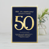 男性の50歳の誕生日パーティー 箔招待状 (立ち正面)