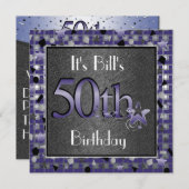 男性の50歳誕生日パーティー招待状 オーダーメイド 招待状 (正面/裏面)