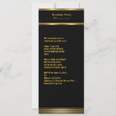 男性の50歳誕生日パーティー ゴールド ブラック ヴィンテージ 招待状 (裏面)