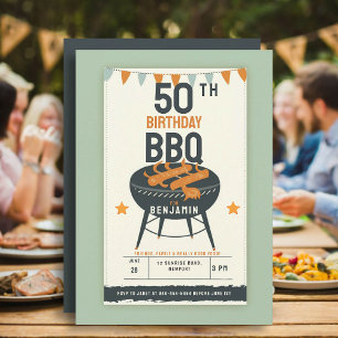 男性の50歳誕生日パーティー 裏庭BBQスタイル 招待状
