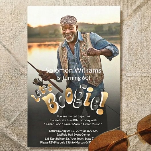 男性の60歳誕生日パーティーの写真 招待状