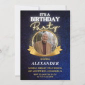 男性の80歳の誕生日招待状 エレガント おしゃれ 招待状 (正面)