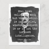 男性は私に不機嫌ポー引用文 ポストカード (正面)