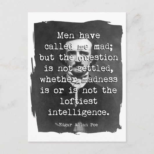 男性は私に不機嫌ポー引用文 ポストカード (正面)