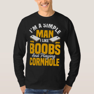 男性は簡単豆バッグコーンホールジョーク Tシャツ