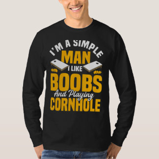 男性は簡単豆バッグコーンホールジョーク Tシャツ