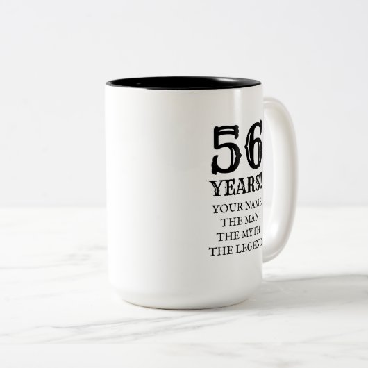 男性へおもしろいな第56誕生日プレゼントのコーヒー・マグ ツートーンマグカップ (正面右)