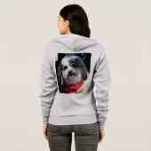 男性へかわいいジッパーのフード付きスウェットシャツか女性はK Cee微笑の後をつけます パーカ (裏面フル)