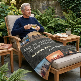 男性への60歳の誕生日ギフト カスタムフォトコラージュ シェルパブランケット
