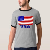 男性へカスタマイズ可能な米国の米国旗のTシャツ Tシャツ (正面)