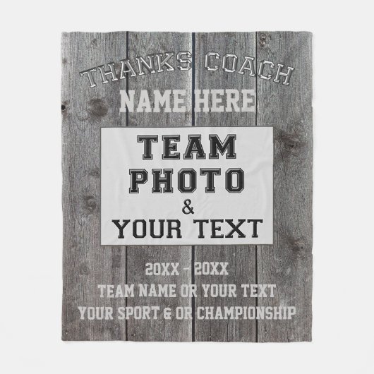 男性へパーソナライズなコーチのギフト写真および文字 フリースブランケット (正面)