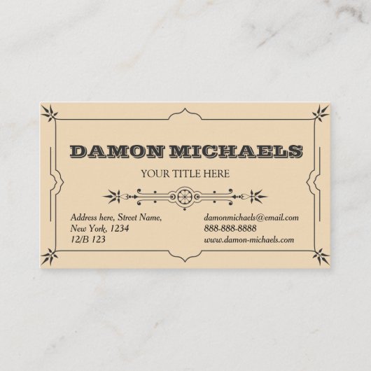 男性へ上品でエレガントなレトロのヴィンテージフレーム 名刺 (裏面)